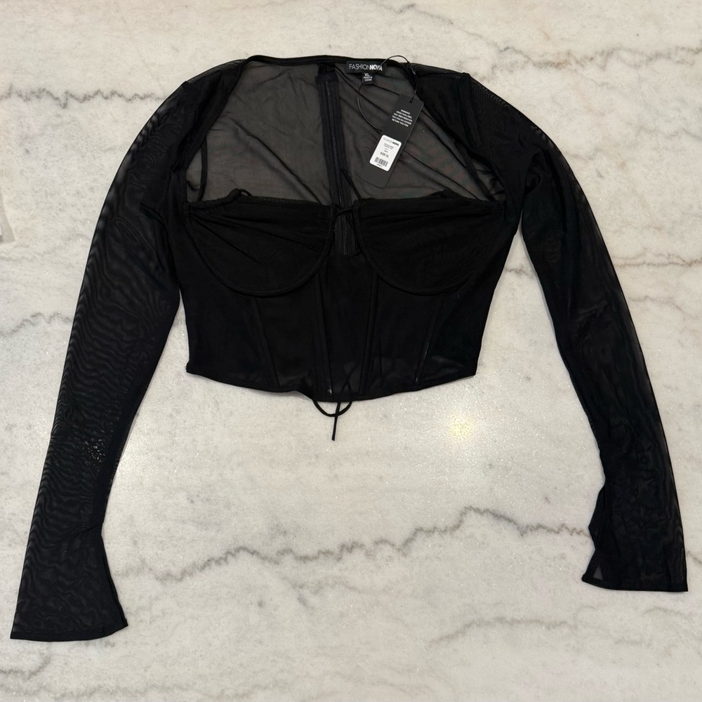 Long Sleeve Corset Crop Top